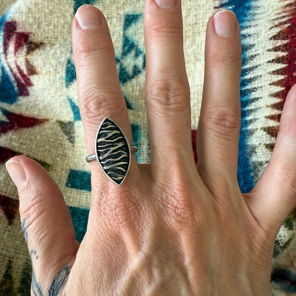 Silver Wave Pattern Ring - image 1